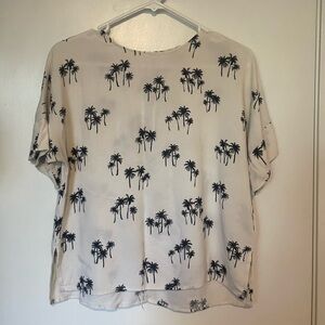 H&M Cream Top with Black Palm Print